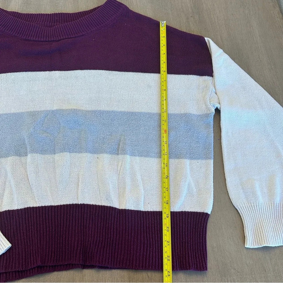 Luck Brand Color Block Pullover Crewneck Sweater Cotton Blend Purple Sz XL - Picture 10 of 10